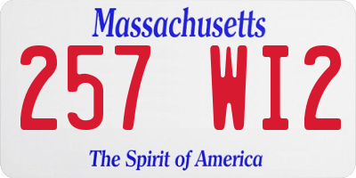 MA license plate 257WI2