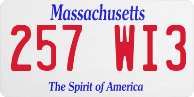 MA license plate 257WI3