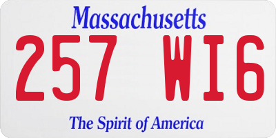 MA license plate 257WI6