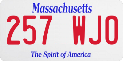 MA license plate 257WJ0