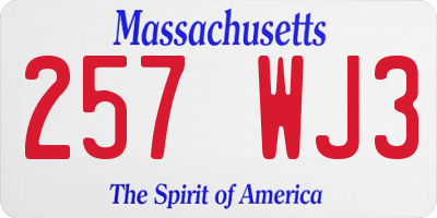 MA license plate 257WJ3