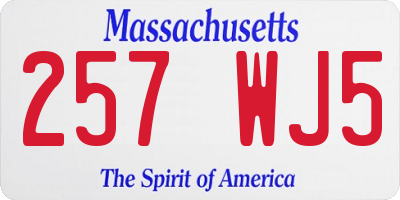 MA license plate 257WJ5