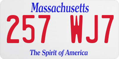 MA license plate 257WJ7