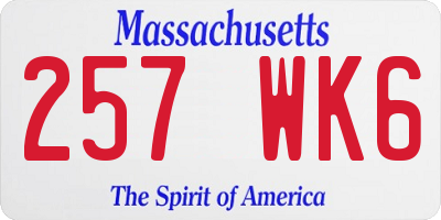 MA license plate 257WK6