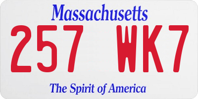 MA license plate 257WK7
