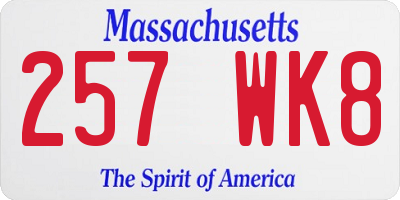 MA license plate 257WK8