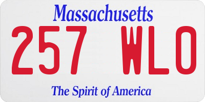 MA license plate 257WL0