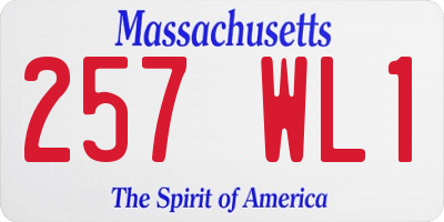 MA license plate 257WL1