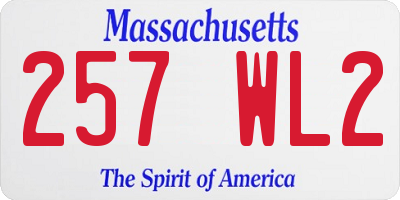 MA license plate 257WL2