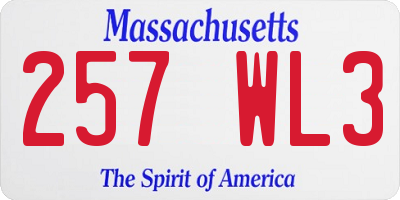 MA license plate 257WL3