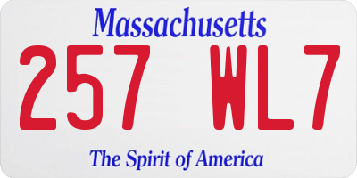 MA license plate 257WL7