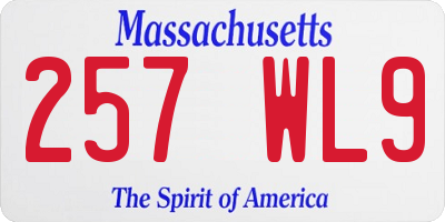 MA license plate 257WL9