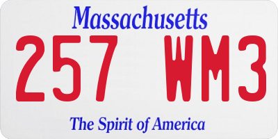 MA license plate 257WM3