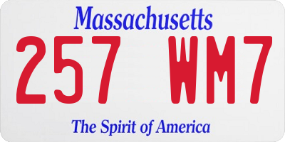 MA license plate 257WM7