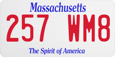 MA license plate 257WM8
