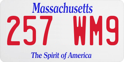 MA license plate 257WM9