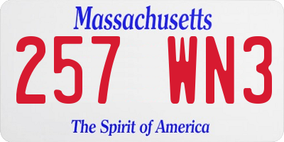 MA license plate 257WN3