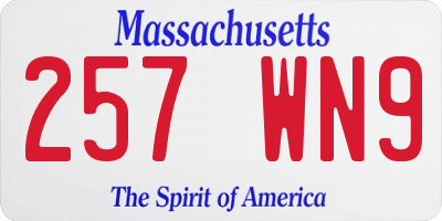MA license plate 257WN9