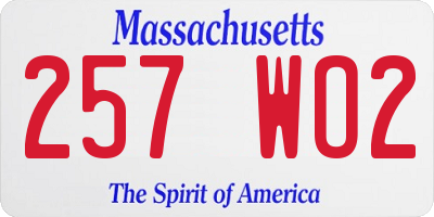 MA license plate 257WO2