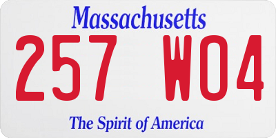 MA license plate 257WO4