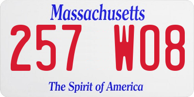 MA license plate 257WO8
