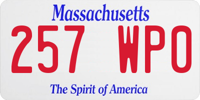 MA license plate 257WP0