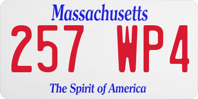 MA license plate 257WP4