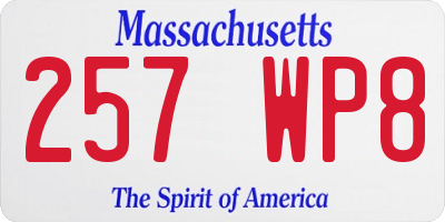 MA license plate 257WP8