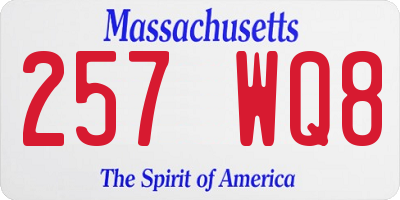 MA license plate 257WQ8