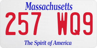 MA license plate 257WQ9