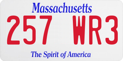 MA license plate 257WR3