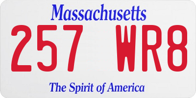 MA license plate 257WR8