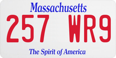 MA license plate 257WR9