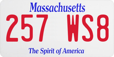 MA license plate 257WS8