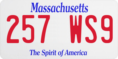 MA license plate 257WS9