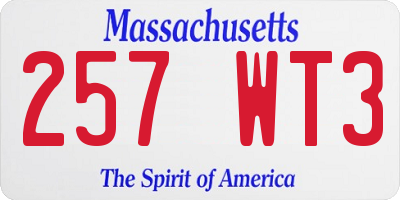 MA license plate 257WT3