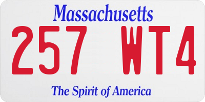 MA license plate 257WT4