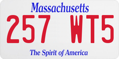 MA license plate 257WT5