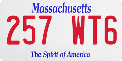 MA license plate 257WT6