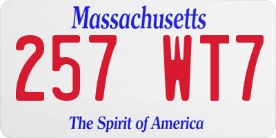 MA license plate 257WT7