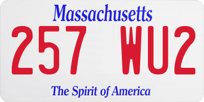 MA license plate 257WU2