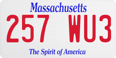 MA license plate 257WU3