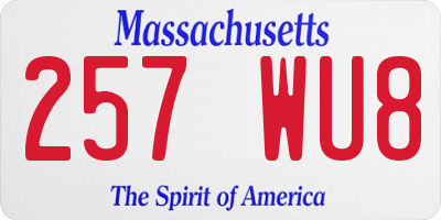 MA license plate 257WU8