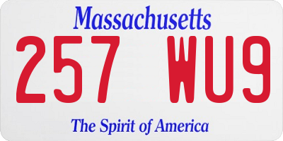 MA license plate 257WU9