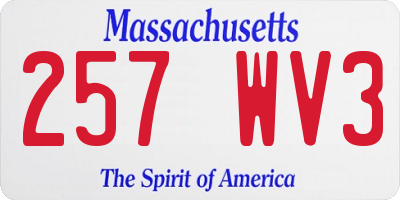 MA license plate 257WV3