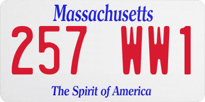 MA license plate 257WW1