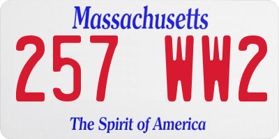 MA license plate 257WW2