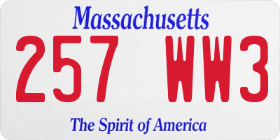 MA license plate 257WW3