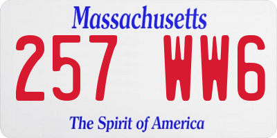 MA license plate 257WW6