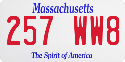 MA license plate 257WW8